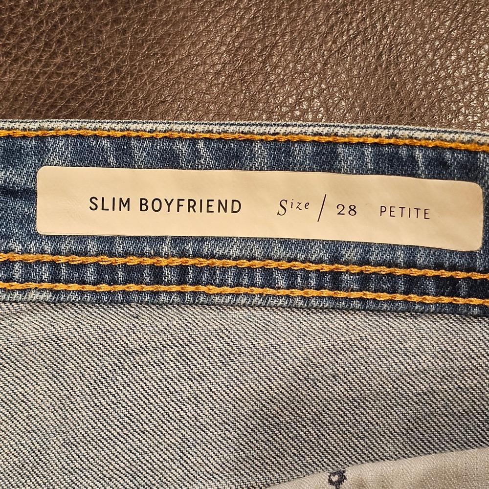 Pilcro Anthropologie Slim Boyfriend Embroidered Patchwork Jeans 28 Petite Boho - Picture 8 of 12